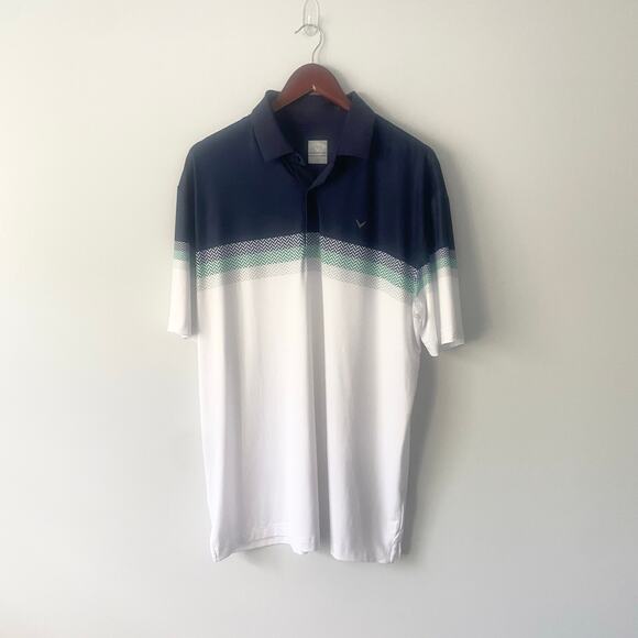 Callaway‎ Opti-Dri Polo Shirt Men's Large Blue Moisture Wick Performance Stretch - Picture 1 of 4